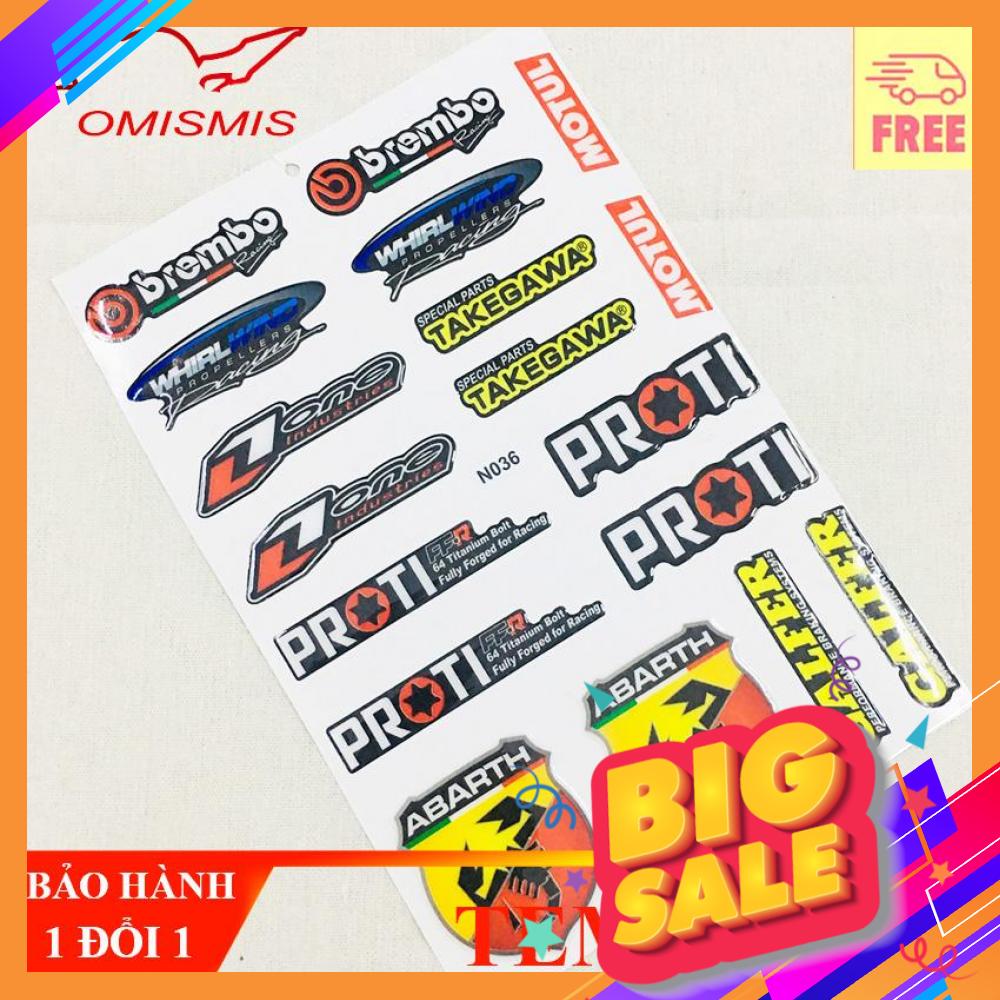 Bộ tem nổi, decal, sticker, tem trang trí xe proti