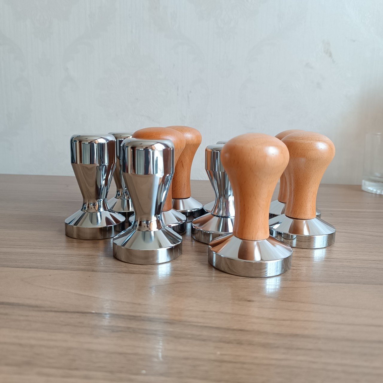 Tamper 58mm, tamper cafe inox 58mm, tamper gỗ 58mm