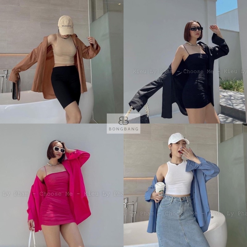 Áo sơ mi thô from thụng nhiều màu sắc gs90
