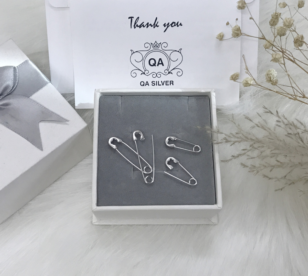 Khuyên tai bạc 925 ghim băng kim xỏ bông nam nữ kẹp vành S925 PIN QA SILVER Earrings EA190701