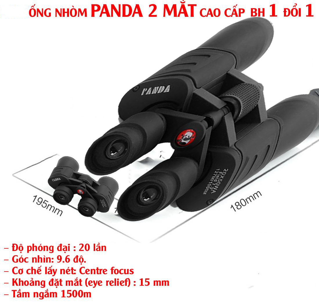 Ong Nhom Sieu Net - Ống Nhòm Panda 2 MẮT Siêu Zoom, Phóng Đại 20 Lần, Xa 1,5 Km, Công Nghệ Lấy Nét Tập Trung - Bảo Hành 1 Đổi 1