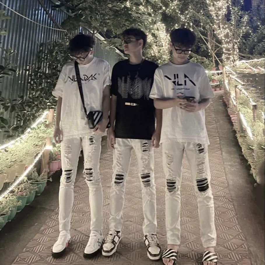 Quần jean nam cao cấp jean boy phố nam trắng rách vá chuẩn đẹp như hình