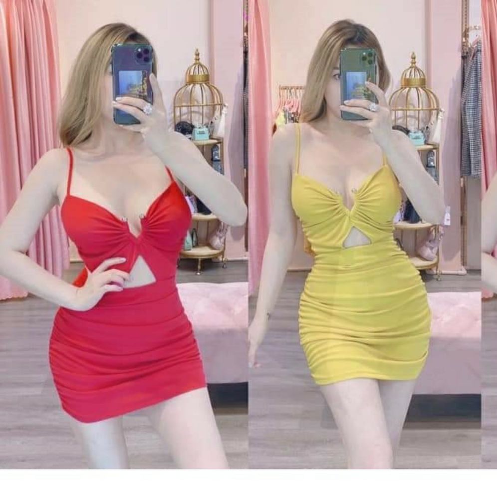 Đầm rút nhúng cúp hở ngực sexy