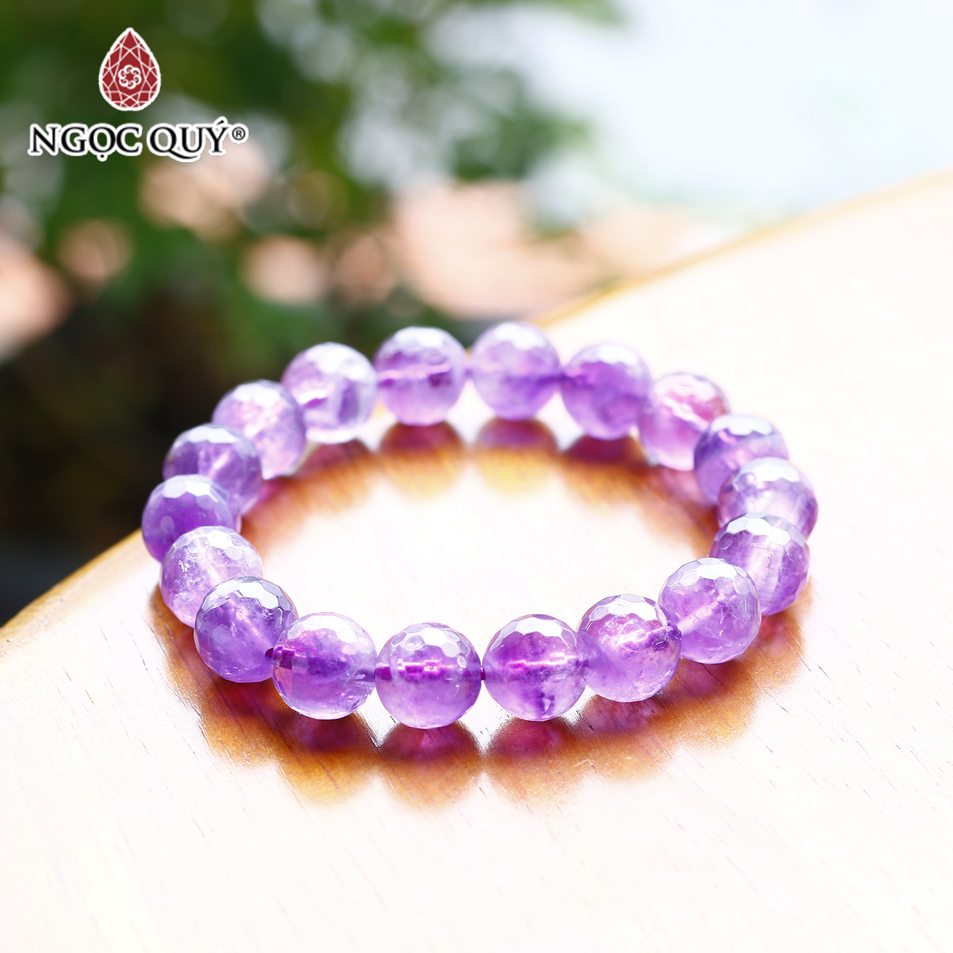 [HCM]Vòng thạch anh tím giác đa cạnh 10mm mệnh hỏa. thổ - Ngọc Quý Gemstones