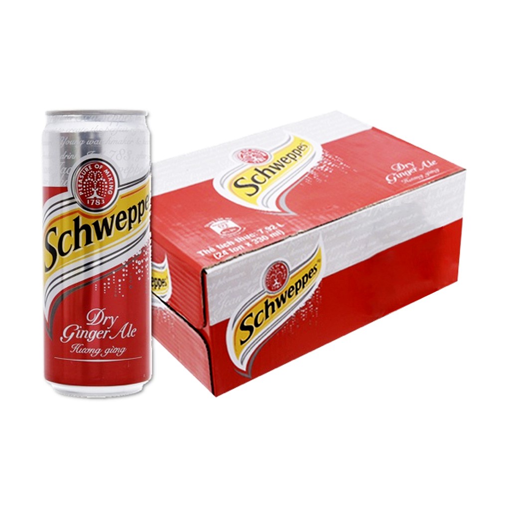 [ Date 4/2023 ] Thùng Soda Gừng Schweppes Dry Ginger Ale 24 lon 320ml