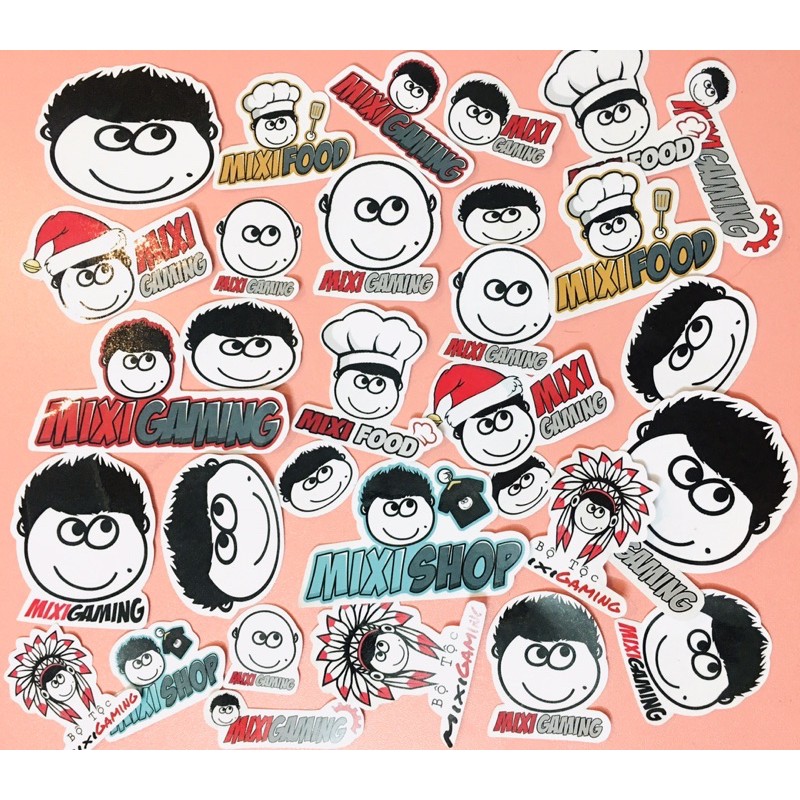 Sticker Độ mixi set 30 cái ép lụa bóc dán/ hình dán độ mixi