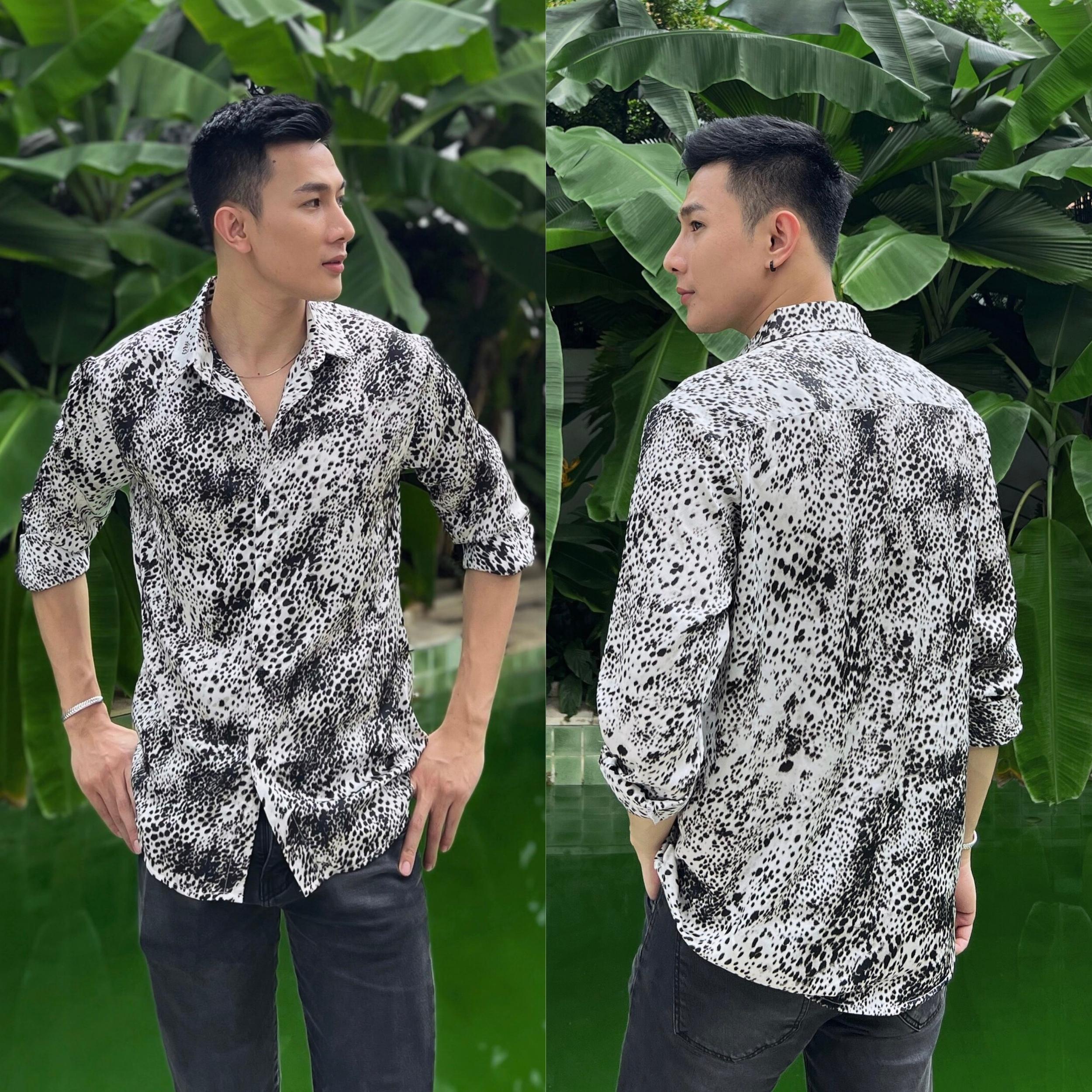 Áo sơ mi nam họa tiết vải lụa cao cấp S55