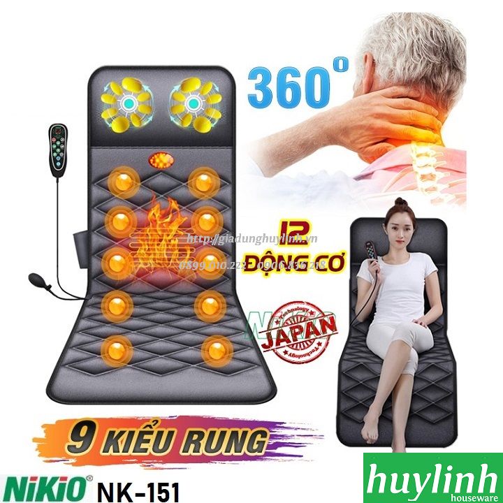 [HCM]Nệm massage toàn thân Nikio NK-151 - Có hồng ngoại gối mát xa cổ