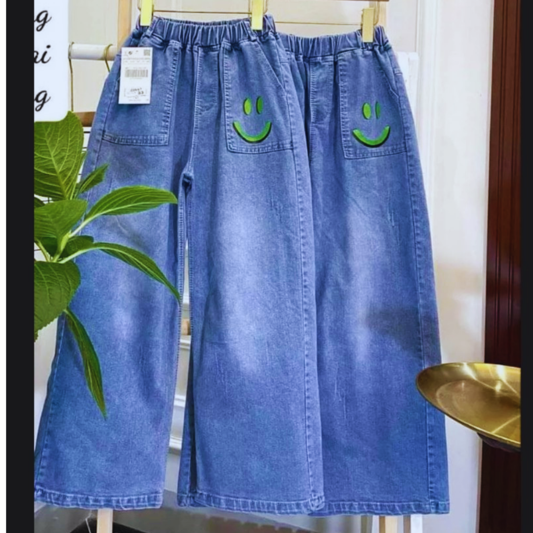 [Hoàn tiền 6%] (Mẫu mới) Quần jean ống xuông rộng cực sành điệu cho bé gái 16-50kg