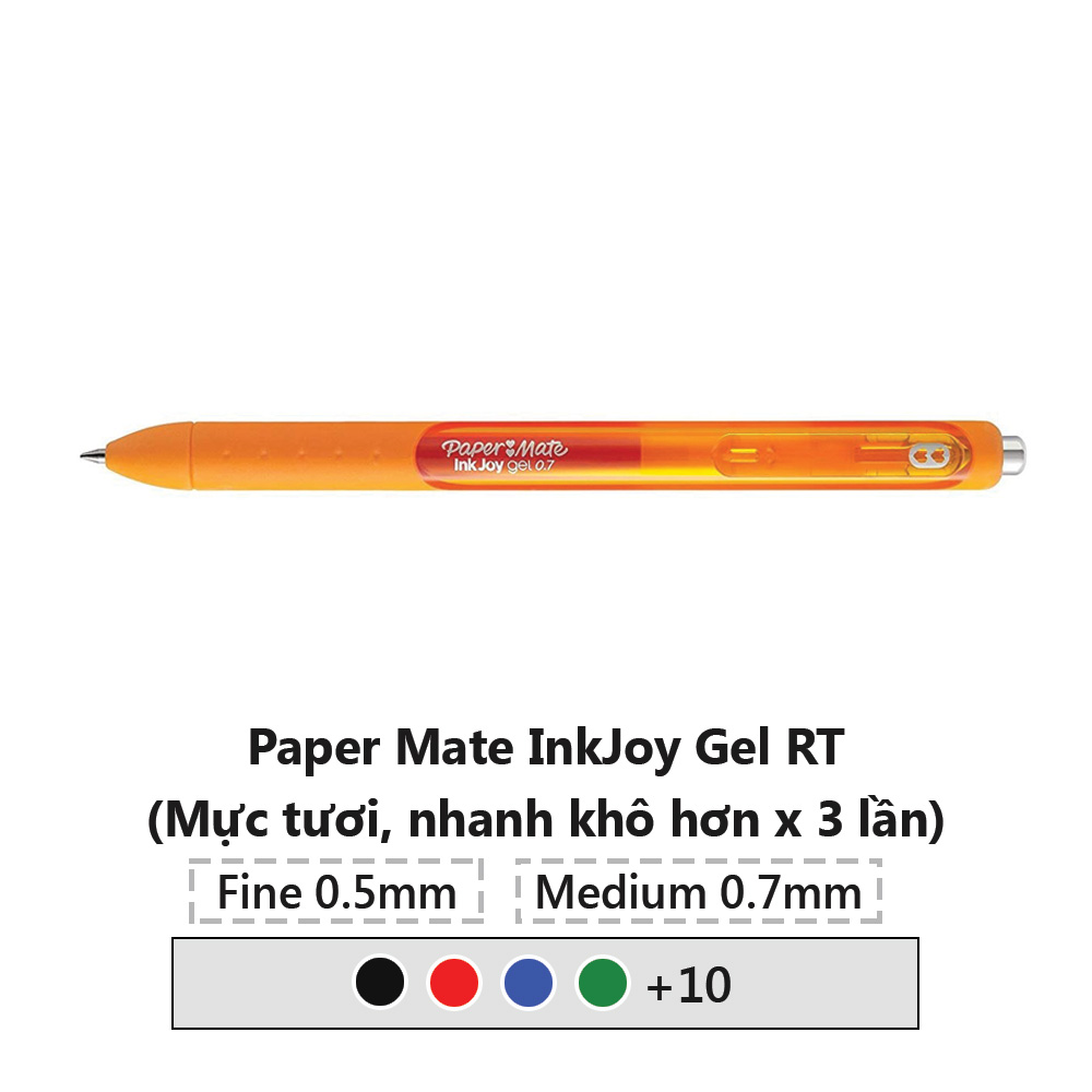 [HCM]Bút bi bấm Paper Mate InkJoy Gel RT - Medium 0.7mm