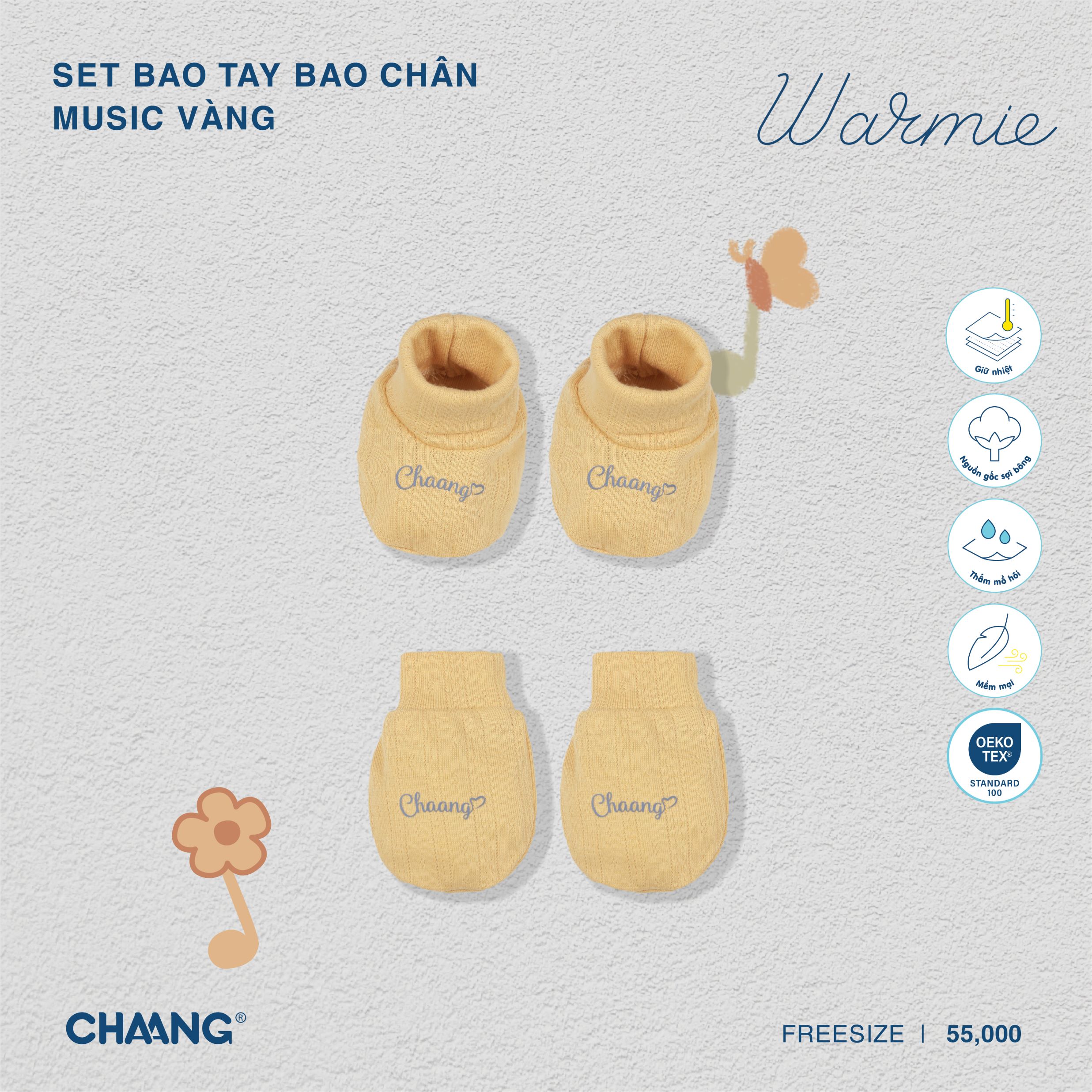[CHAANG] Set bao tay bao chân sơ sinh Music Chaang