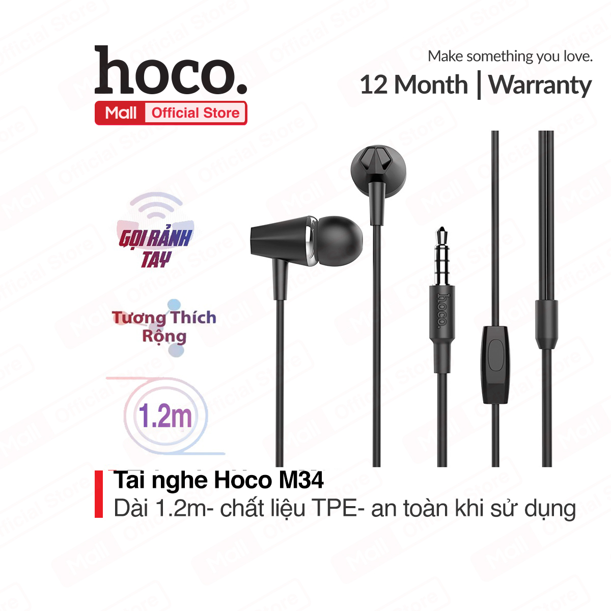 [HCM]Tai Nghe Nhét Tai Hoco M34 Super Bass tương thích các dòng điện thoại jack 3.5mm