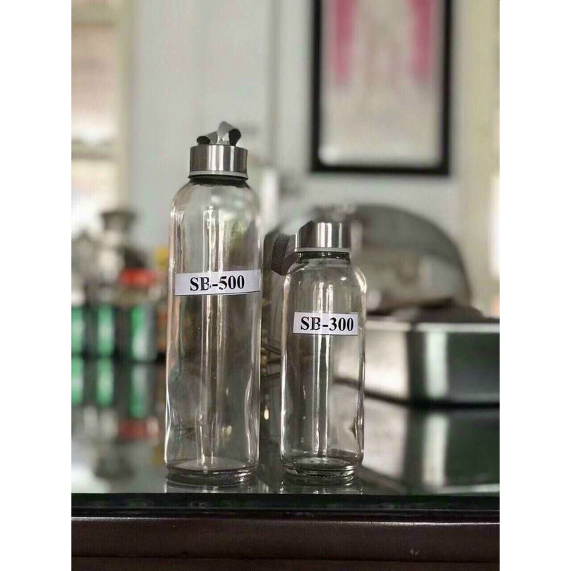Chai thuỷ tinh nắp thiếc có dây 300ml 500ml