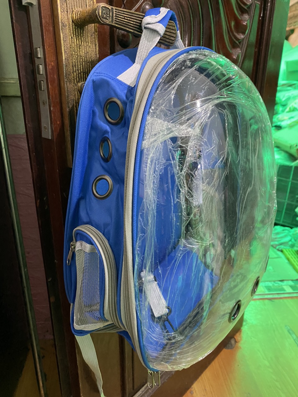 Hanpet - Balo vận chuyển chó mèo loại nhựa trong suốt (Màu ngẫu nhiên)/ túi vận chuyển mèo/ ba lô mèo / balo chó