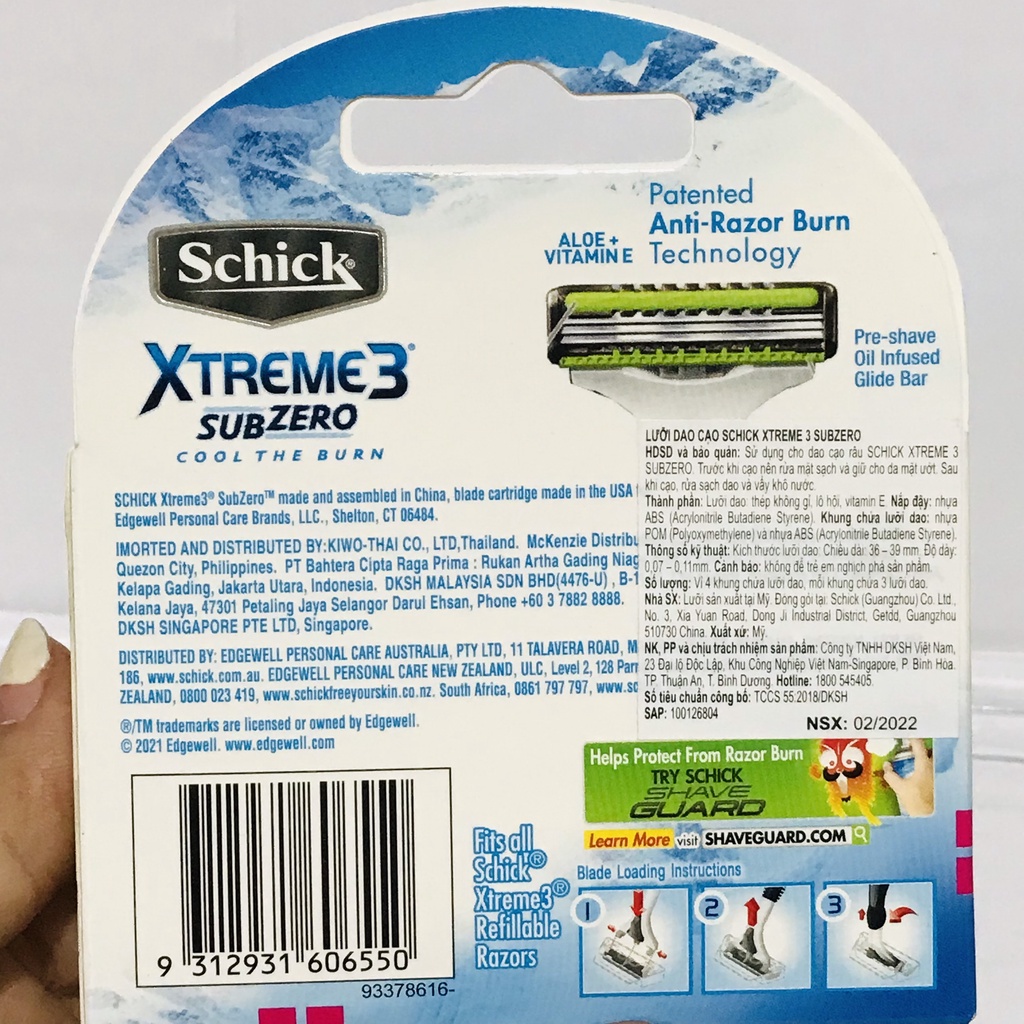 Dao Cạo/ lưỡi dao cạo Schick Xtreme3 4S Sub Zero