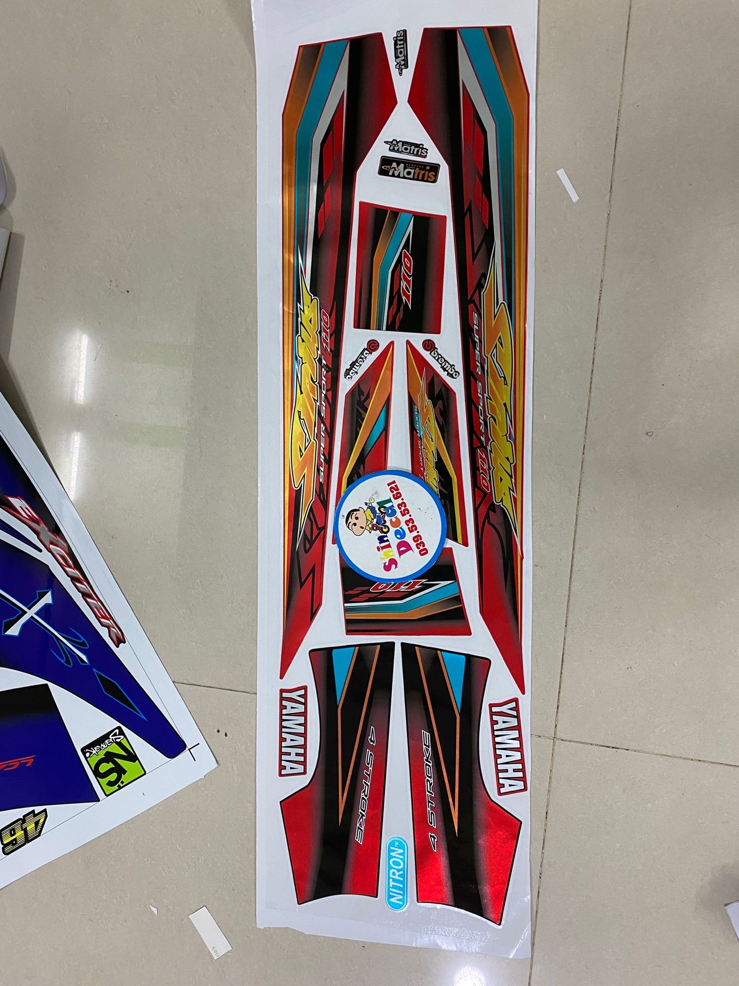 Tem rời Sirius xăng cơ đỏ đen chất liệu Candy