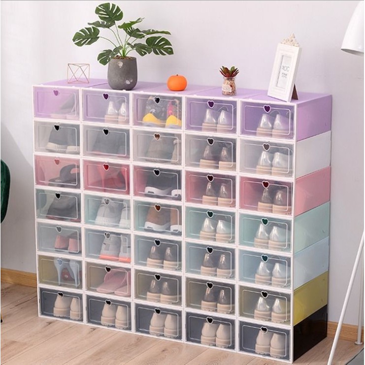 SET 15 Hộp đựng giày kệ tủ lắp ghép Tủ Ghép, Kệ Giày, Tủ Lắp Ráp Bảo Quản Giày Nắp Nhựa Cứng