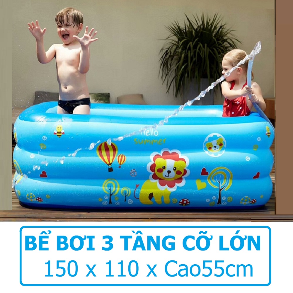 Bể bơi bơm hơi 3 tầng cho trẻ em bé hồ bơi phao bơi nhà lều banh bóng áo tập HaxixiShop