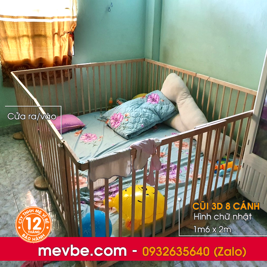 Cũi quây 3d 8 cánh xuất khẩu - Mẹ Vì Bé