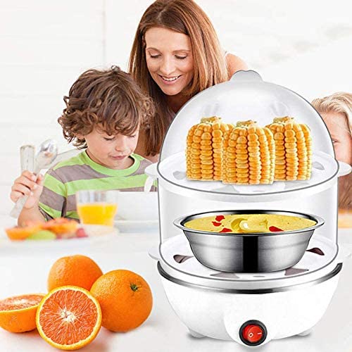 Nồi điện luộc trứng hấp thức ăn 2 tầng siêu tốc - nồi hấp 2 lớp đa năng hâm sữa cho trẻ , luộc trứng , hấp nóng lại đồ ăn