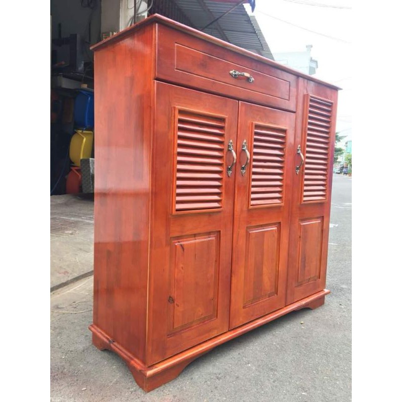TỦ GIÀY GỖ CAO SU 1M 3 CÁNH