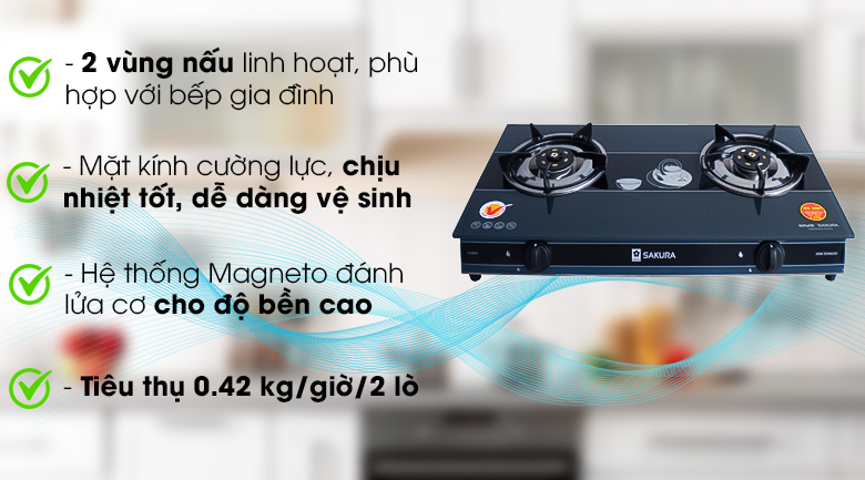 Bếp gas đôi tiết kiệm ga NAGASAKI NK-686G Mới 100% Kính cường lực, Đầu đốt đồng thau - Bảo Hành 12 THÁNG