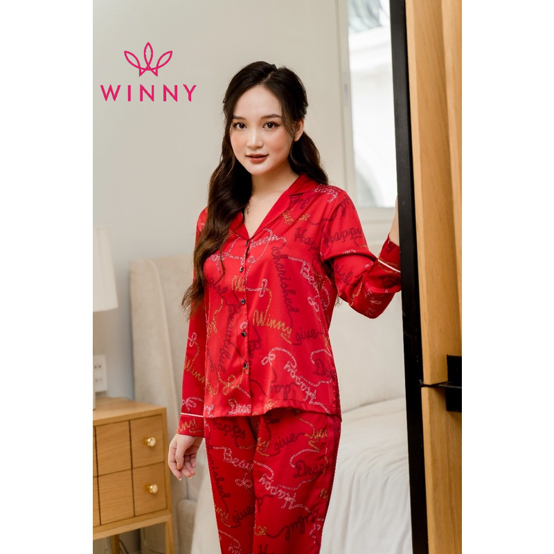 WINNY - Bộ đồ lụa tay dài quần dài mặc nhà 1MNSA21564D