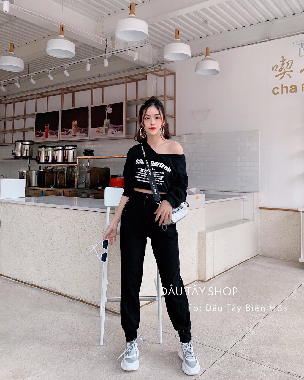 Sét bộ SAFT tay dài cổ tim màu đen siêu ngầu TTSA0159