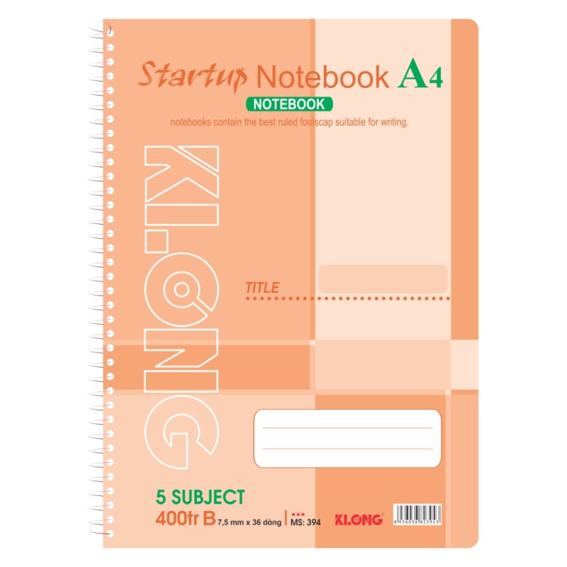 Sổ lò xo đơn A4 Klong 400 trang 394 - Định lượng 58gsm - Kích thước 210x297mm