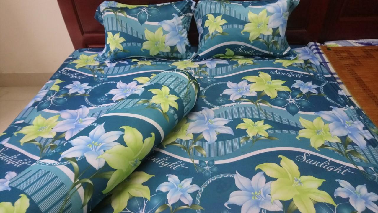 Bộ ga thun lạnh Hàn Quốc cao cấp 1m6 x 2m( 1 dra + 3 vỏ gối)