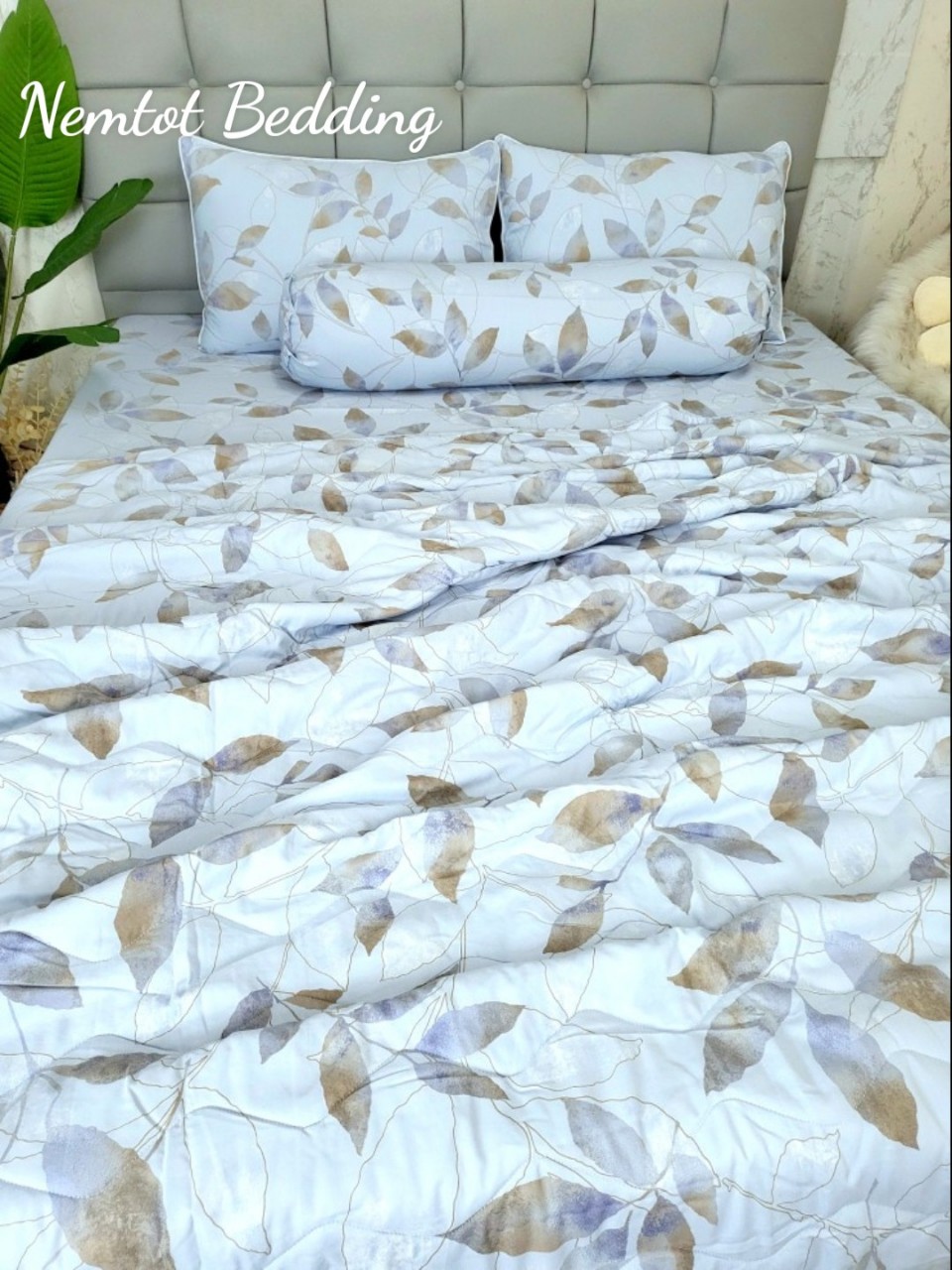 🛑Sale 5 0%🛑All-in-one premium antimicrobial activated carbon silk bedding pillow set 4, 5-piece set includes air-layer breathable cotton blanket, soft fettt bedding_ship speeding_hcmc