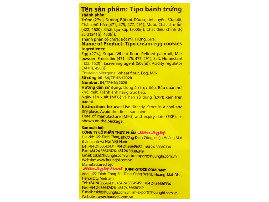 Bánh trứng Tipo gói 220g