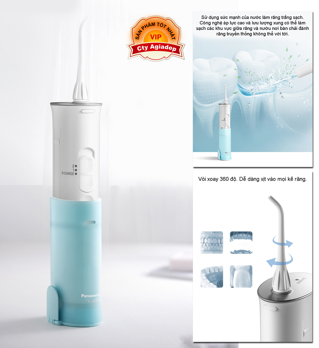 Dụng cụ tăm răng Siêu xịn Panasonic làm sạch răng bằng tia nước - Tăm nước