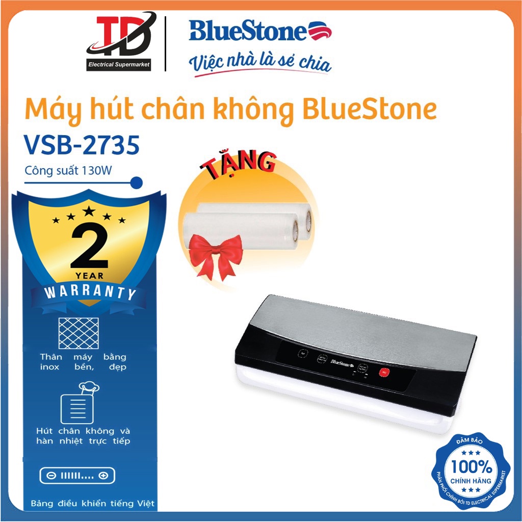 Máy hút chân không bluestone vsb-2735, bảo quản thực phẩm, bảo hành chính hãng 2 năm