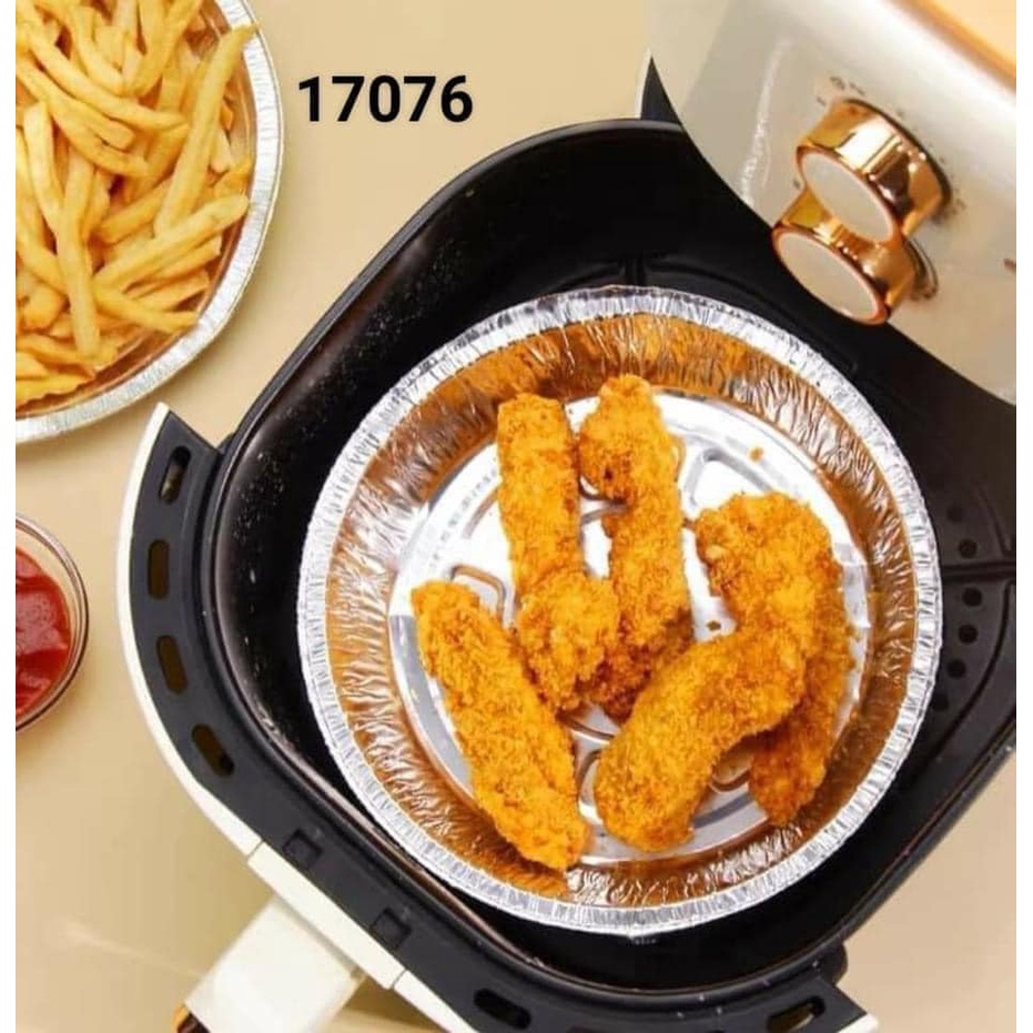 Set 10 Khay Giấy Bạc Lót Nồi Chiên Không Dầu, Đĩa Nhôm, Đĩa Giấy Bạc