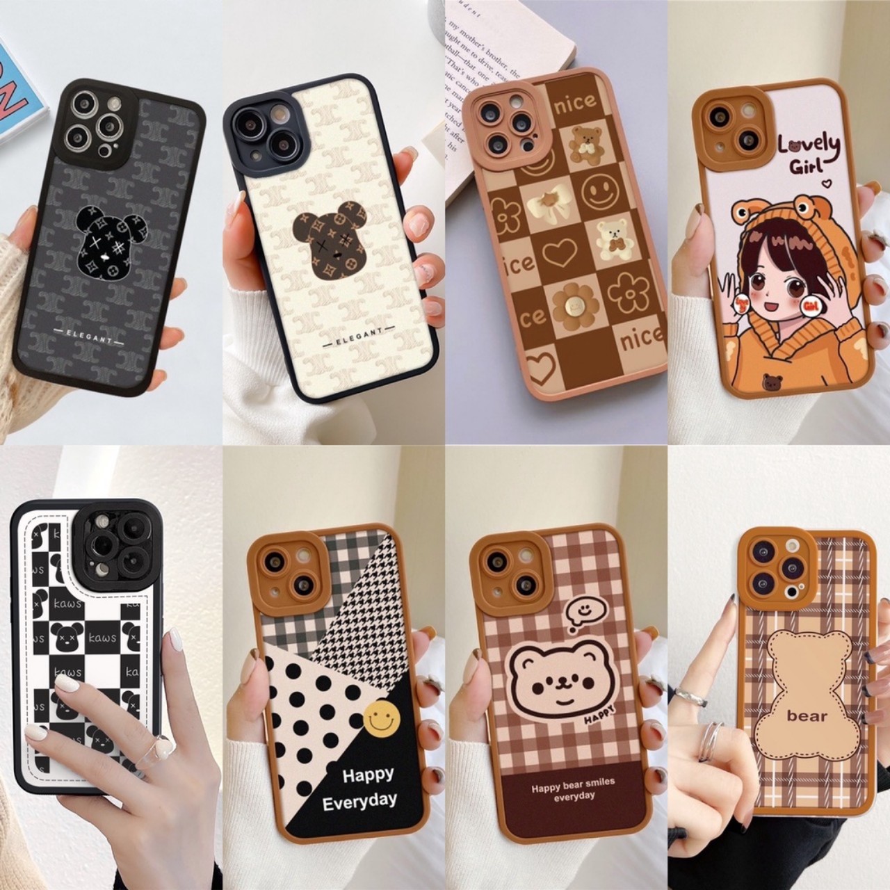 Ốp Lưng IP Canh Vuông Bảo Vệ Camera In Hình [Bear]_Siêu Hot