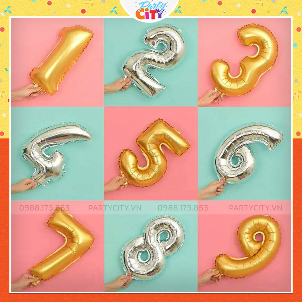 Bong bóng số tuổi trang trí sinh nhật size 40cm