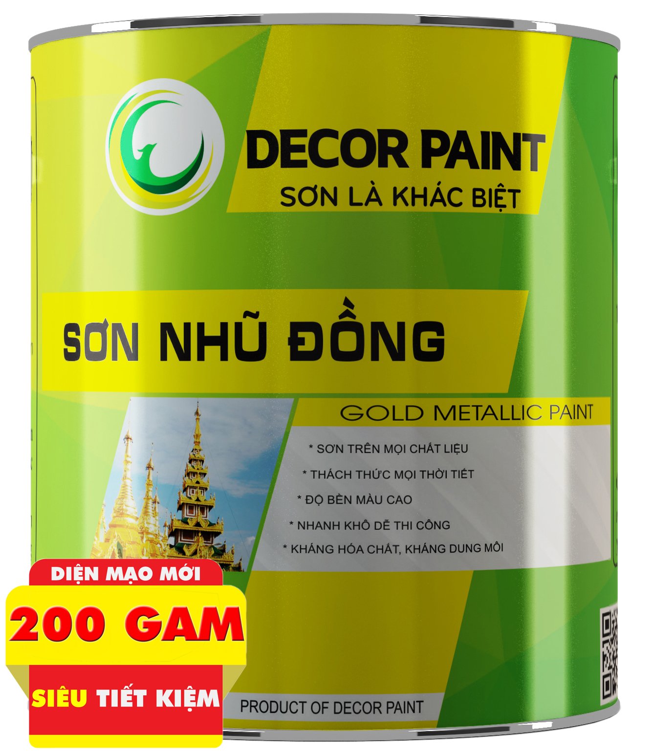 Sơn nhũ đồng đỏ lon 200g siêu tiết kiệm Decor Paint