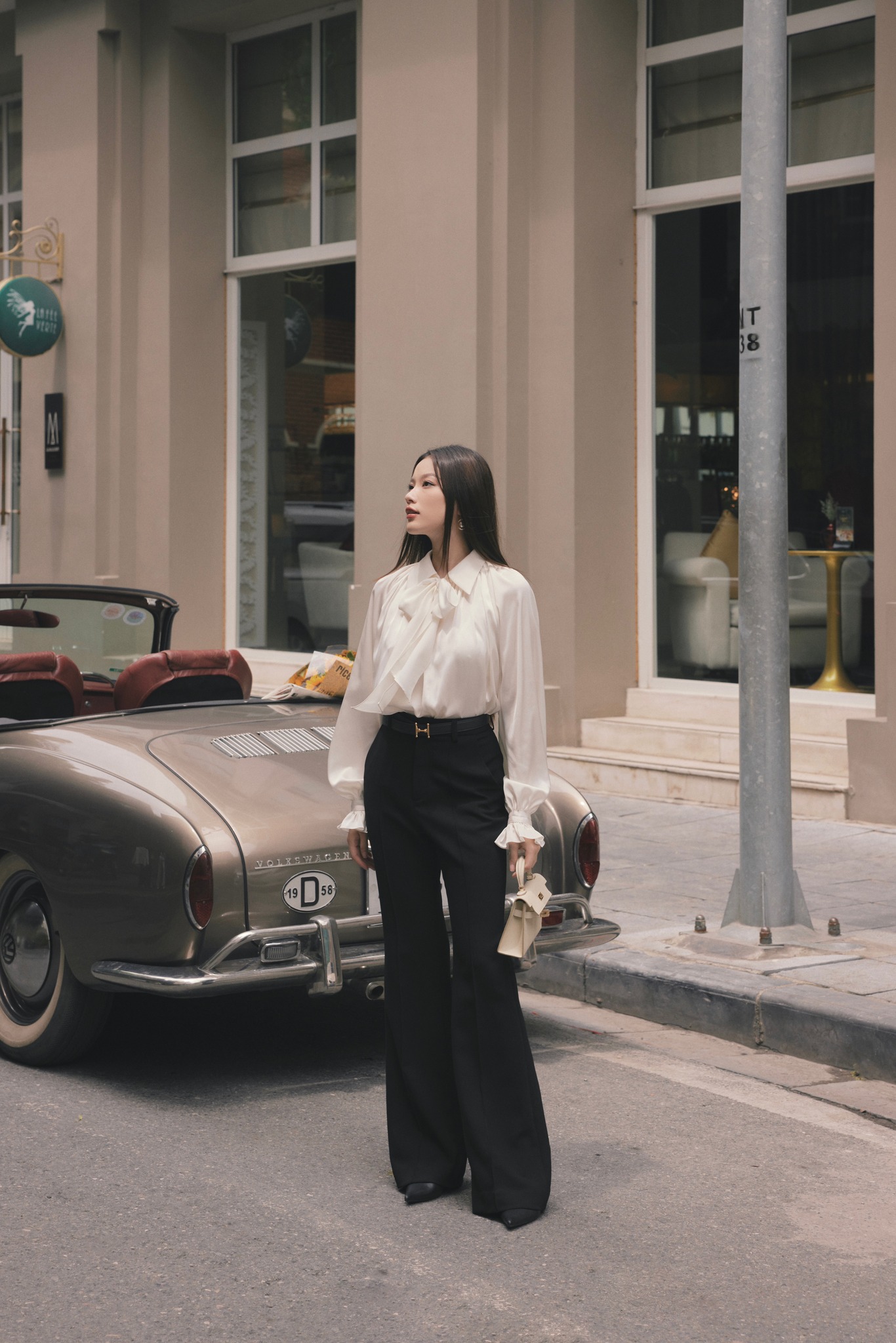 Áo sơ mi lụa cổ nơ tay giaclang HUONG BOUTIQUE BSSM21