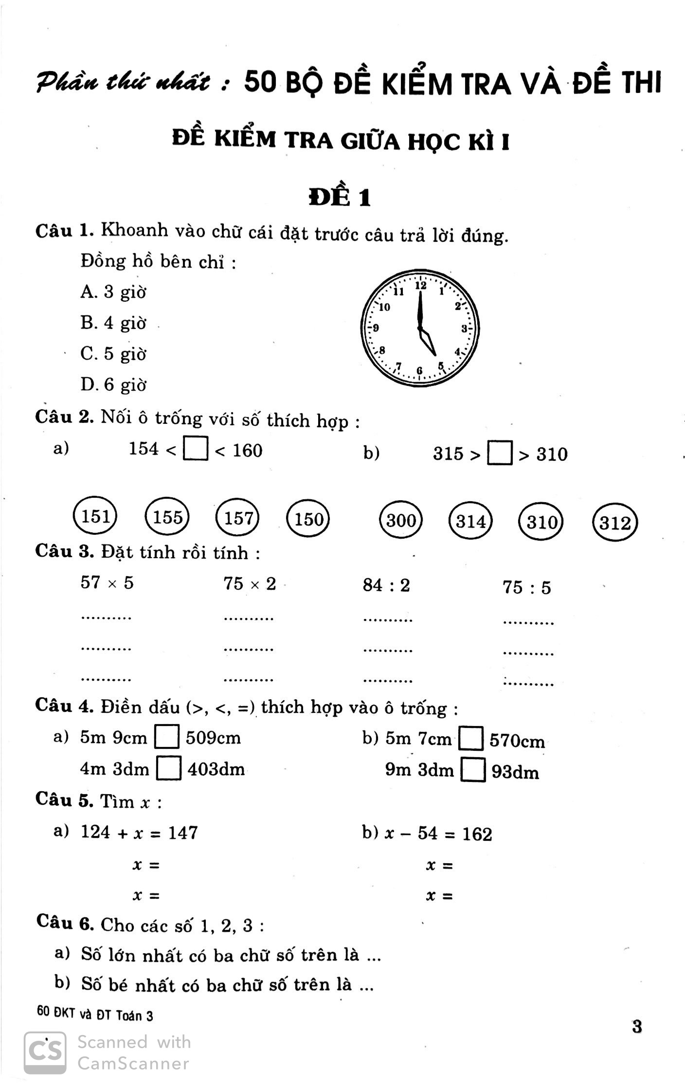 Fahasa - 60 Đề Kiểm Tra Và Đề Thi Toán 3
