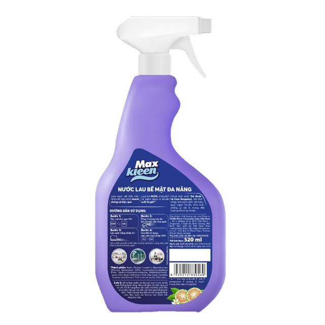 (Hàng quà tặng không bán) Nước lau bề mặt đa năng 520ml