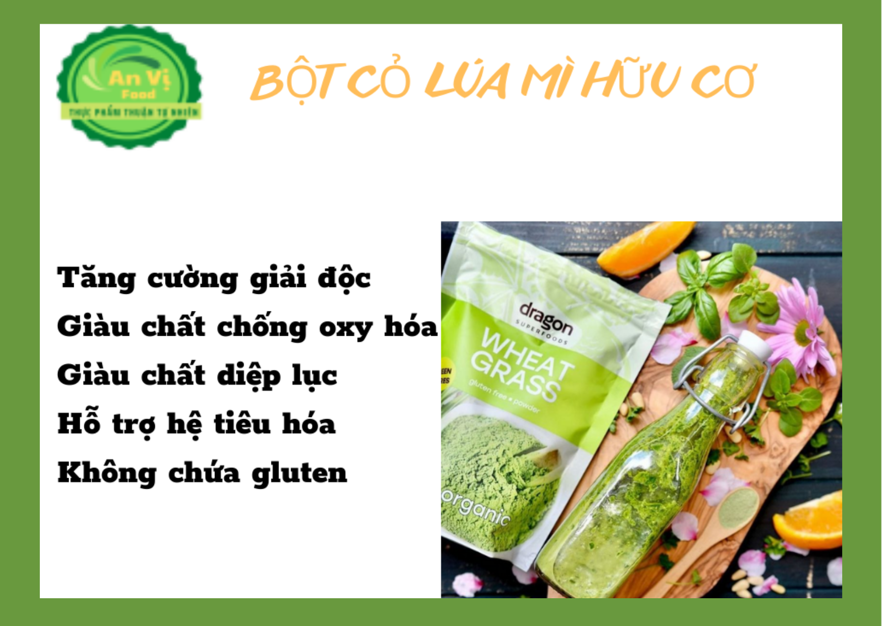 Bột cỏ lúa mì hữu cơ
