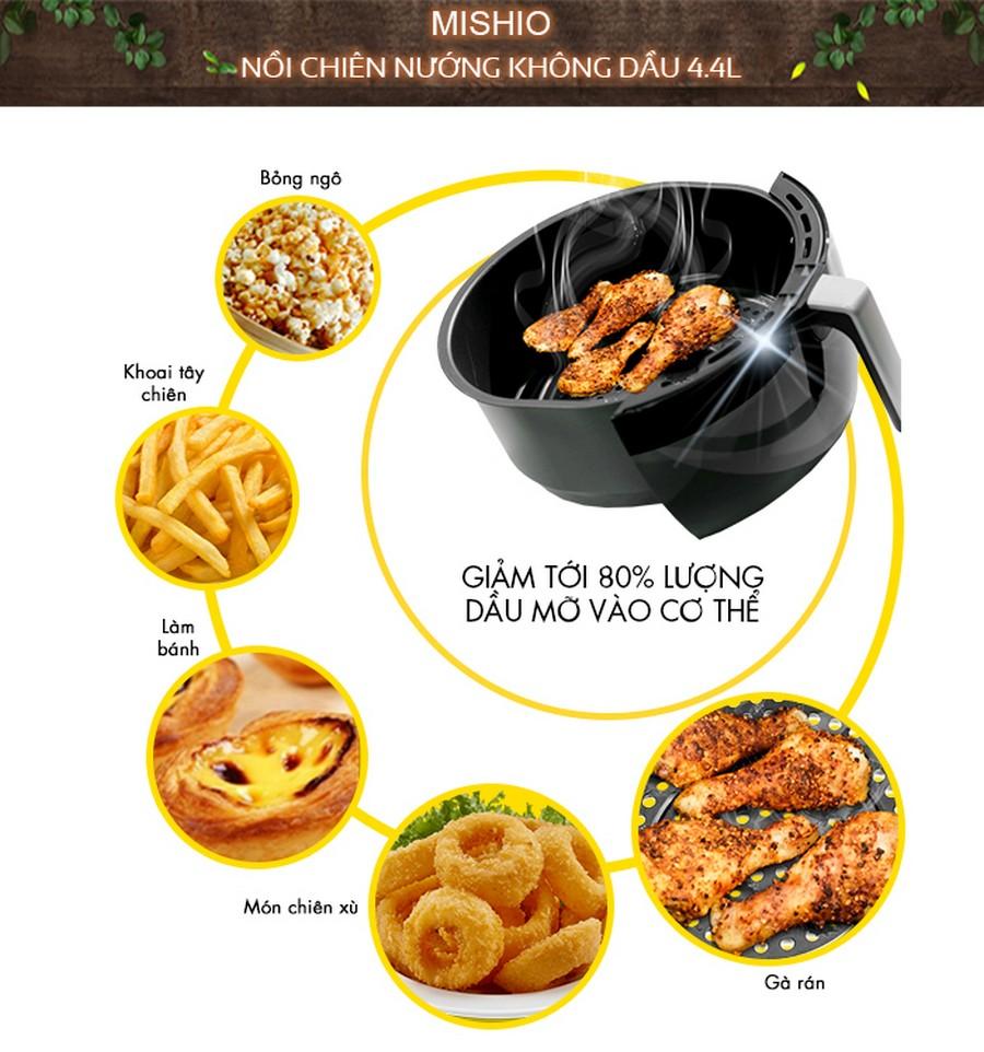 [HCM]Nồi chiên không dầu Mishio 4.4 lít MK41