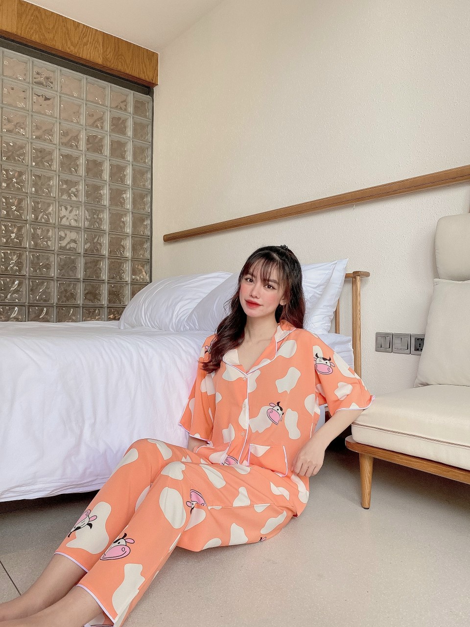 Bộ đồ ngủ lụa bèo tay ngắn quần dài ❤️hàng freesize 68kg❤️ tiểu thư hàng cao cấp