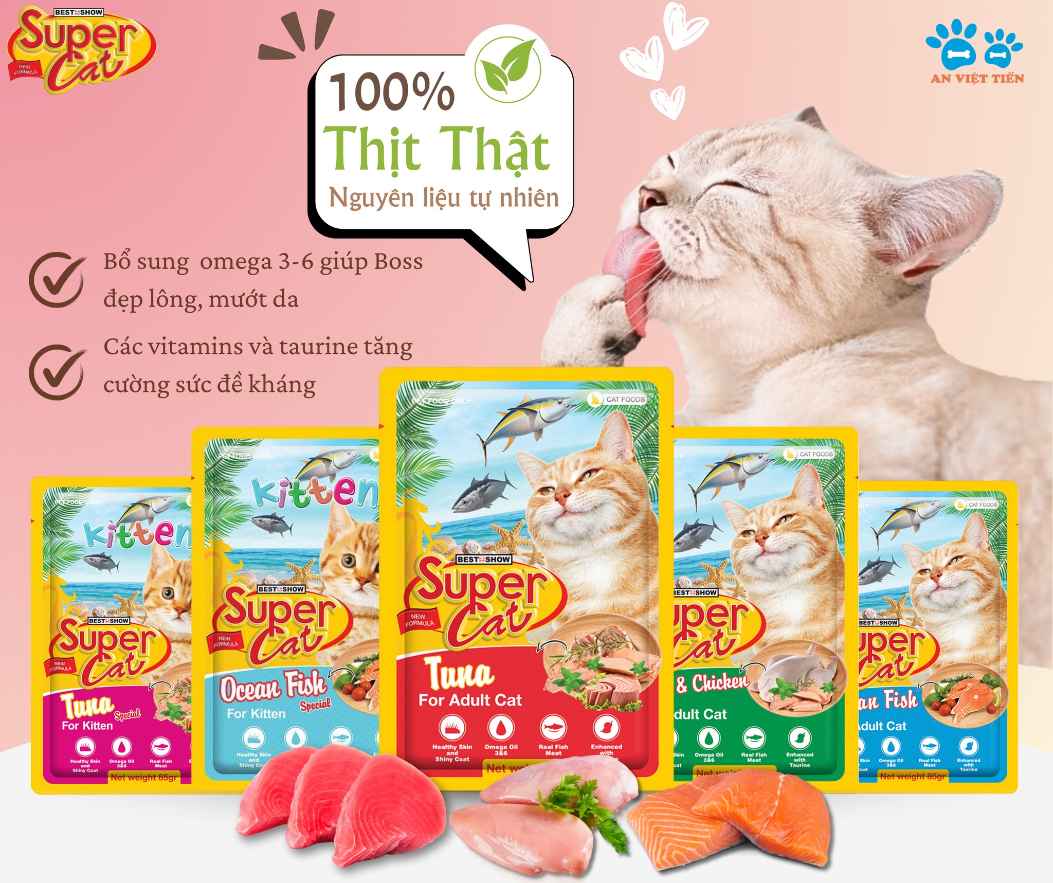 Pate super cat nhiều Taurine 85gr dành cho mèo