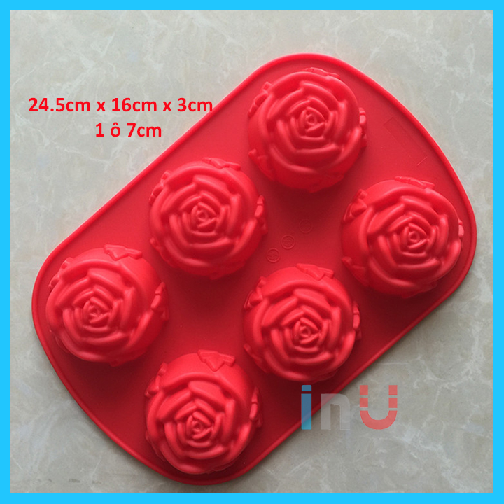 HCM - Combo 5 khuôn silicon cupcake hoa hồng nướng bánh bông lan đổ rau câu hoa hồng