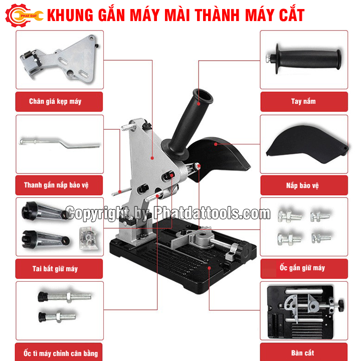 Khung gắn máy mài thành máy cắt bàn mini