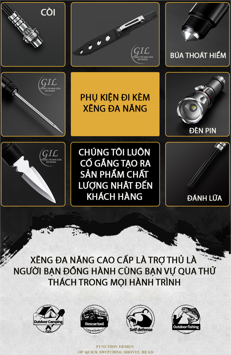 xẻng quân dụng đa năng cao cấp