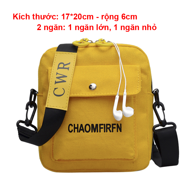 Túi Vuông Đeo Vai Cho Nữ Thời Trang, Túi Có lỗ tai nghe điện thoại, 2 màu ĐEN VÀNG - CHAO (Hình thật)