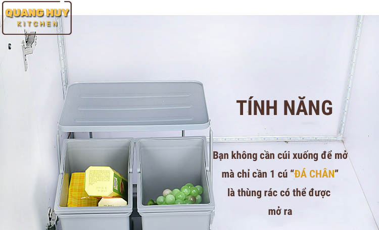 Thùng rác âm tủ bếp nhấn mở tự động thương hiệu Grob